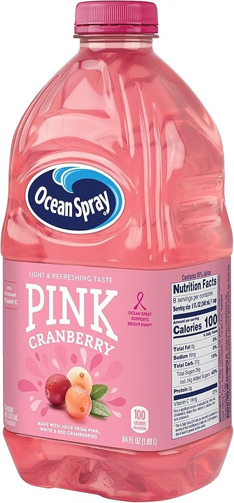 Ocean Spray Pink Cranberry Juice Drink, 64 Ounce Bottle | Amazon (US)