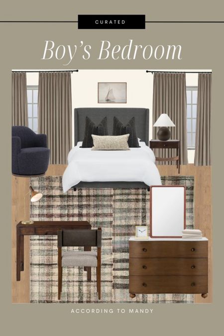Boy’s Bedroom Mood Board

Home decor, inspo, teenager’s room, bed, pillows, rug, dresser, chest, wood desk, nightstand, lamp, curtains, art, mirror, chair

#LTKfindsunder50 #LTKfindsunder100 #LTKhome
