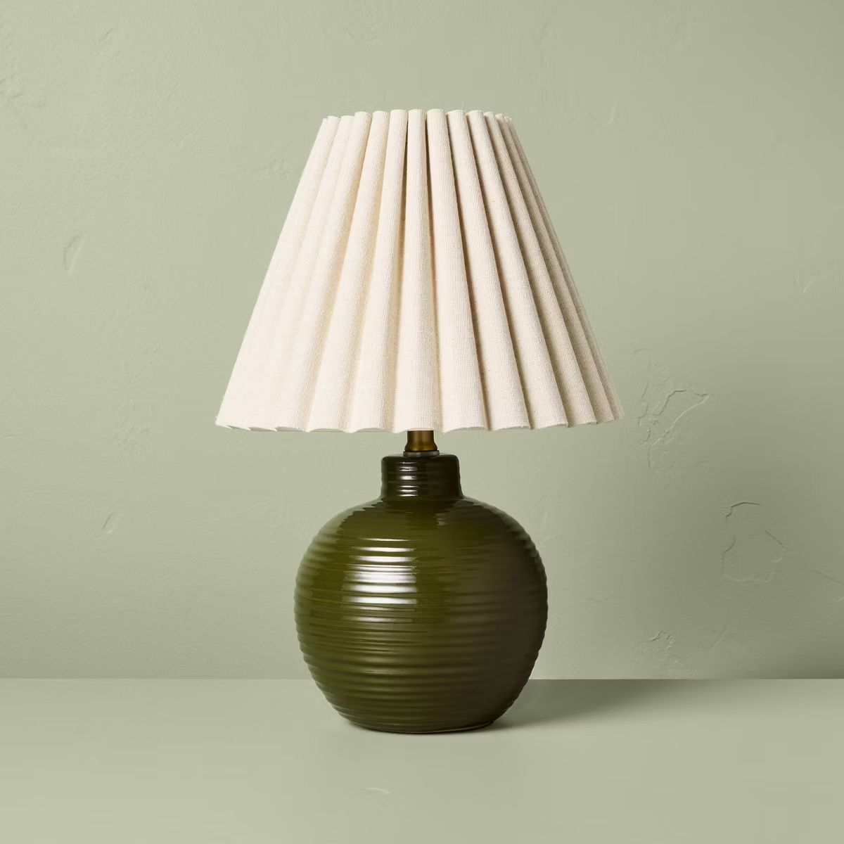 Ribbed Ceramic Table Lamp Green/Oatmeal - Hearth & Hand™ with Magnolia | Target