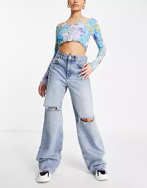 Pull&Bear - 90s jeans met rechte pijpen in blauw | ASOS (Global)