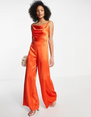 Little Mistress Bridesmaid jumpsuit in sunset orange | ASOS (Global)