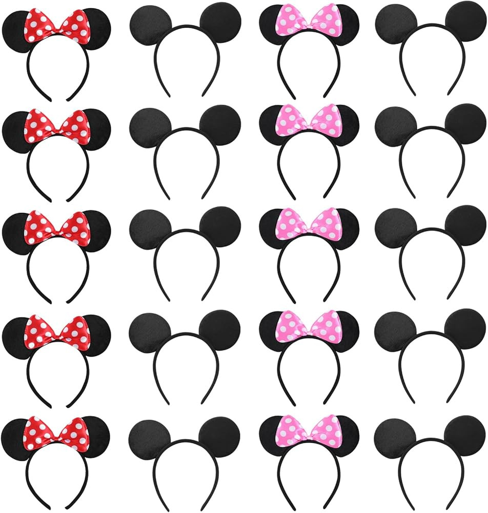 20 PCS Mouse Ears Headbands for Birthday Party Theme Park Costume Play Celebration for Boys and G... | Amazon (US)