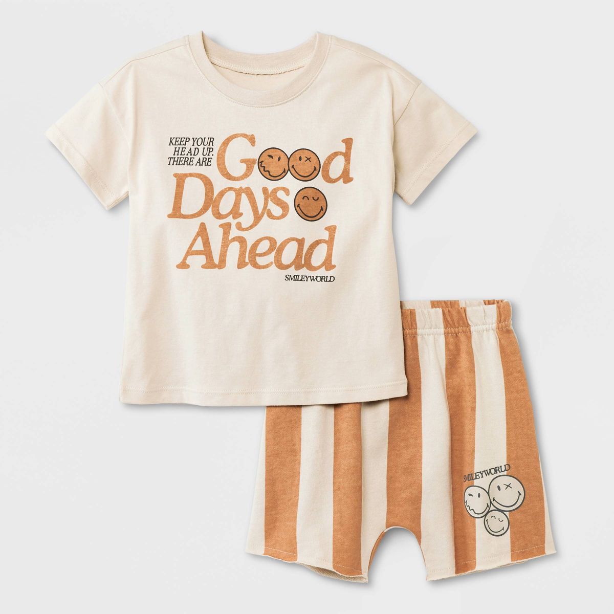 Toddler Boys' SmileyWorld Top and Bottom Set - Beige 2T | Target