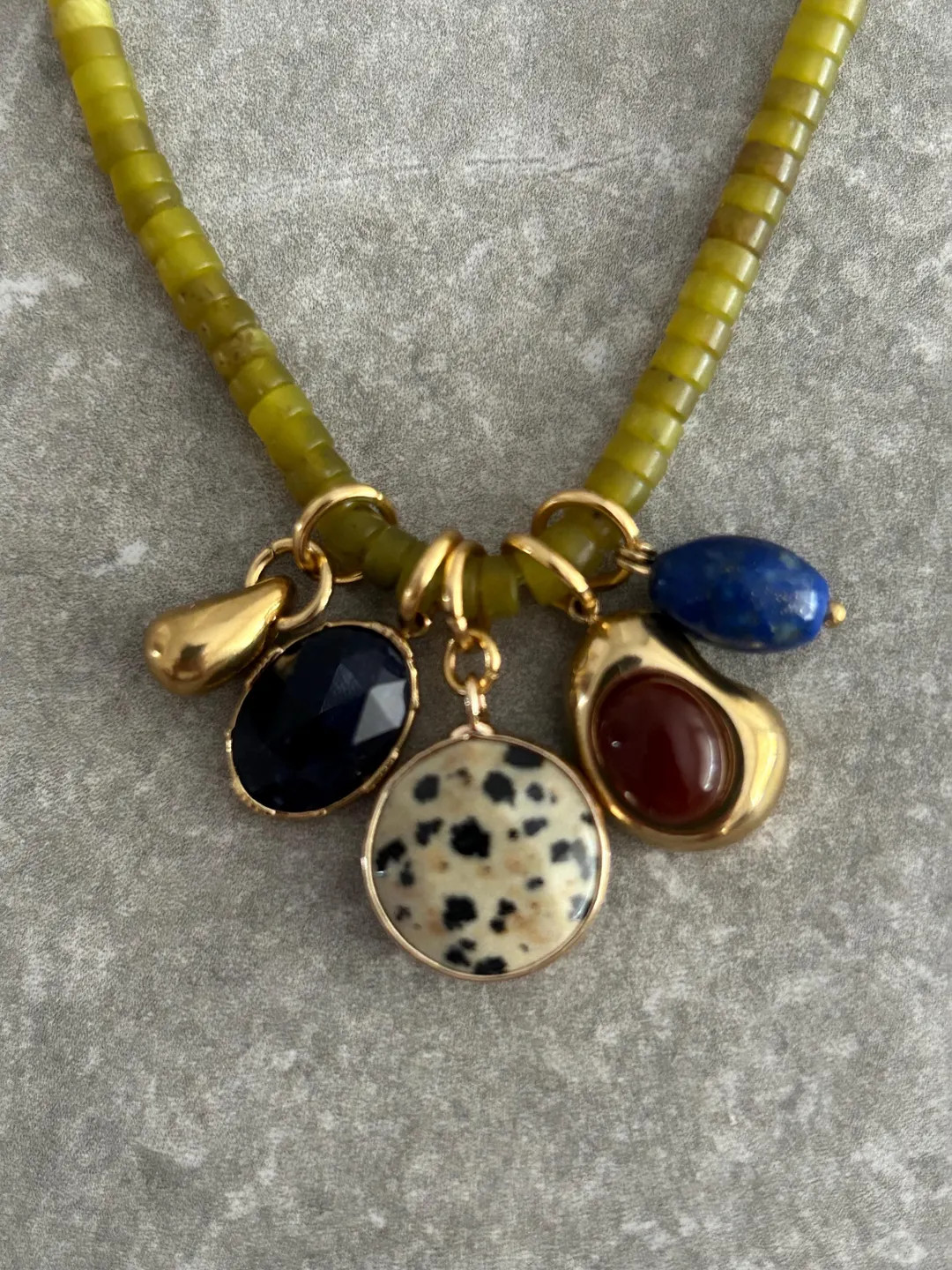 Multi Charm Gemstone Necklace: Lapis Lazuli, Agate, Jade & Dalmatian Jasper - Etsy | Etsy (US)