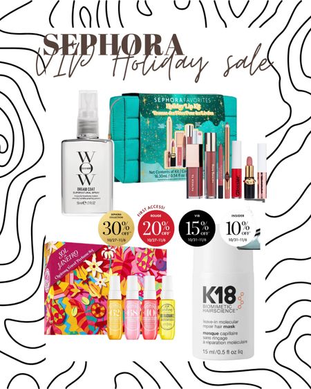 VIP Holiday Sale at Sephora from 10/27-11/06. Amazing gift sets for the holidays and great deals. 
Sol de Janeiro 
Color WOW 
K18 Hair 

#LTKHolidaySale #LTKsalealert #LTKbeauty