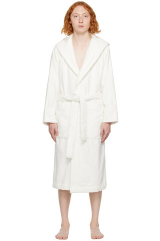 White Oversized Hooded Bathrobe | SSENSE