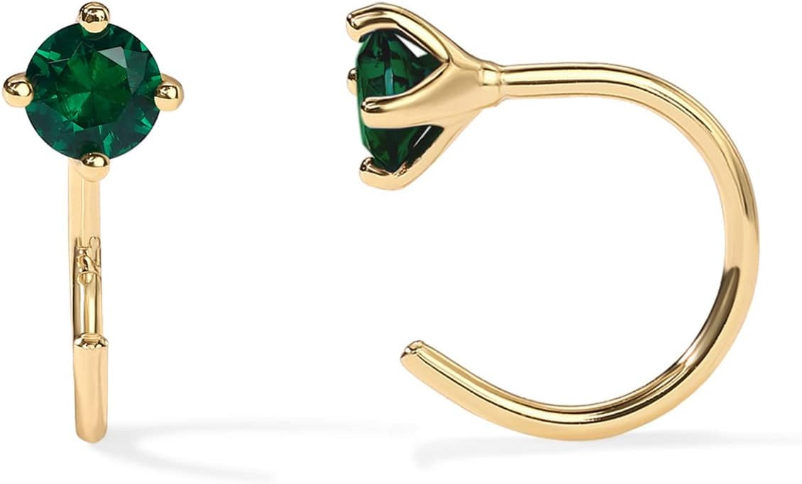 PAVOI 14K Gold 925 Sterling Silver Huggie Half Hoop Earrings for Women | Tiny Boho Colored Cartil... | Amazon (US)