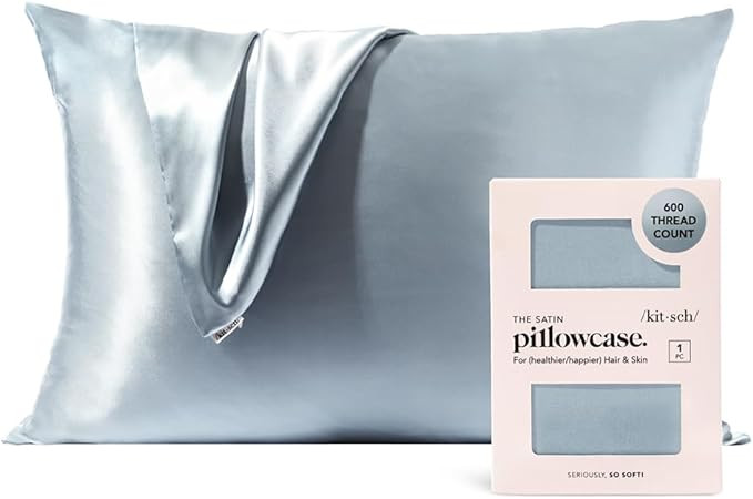 Kitsch Satin Pillowcase with Zipper for Hair & Skin, Softer Than Silk Pillow Cases Queen, Wrinkle... | Amazon (US)