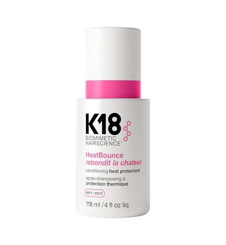 K18 HeatBounce Conditioning Heat Protectant Spray, Lightweight Leave-In Conditioner + 450℉ (232°C) Heat Protection, Soften, Smooth + Detangle All Hair Types, 4 Fl Oz Liq | Amazon (US)