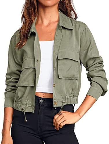 Onedreamer Women's Military Safari Cropped Jackets Button Down Lightweight Oversized Utility Anor... | Amazon (US)