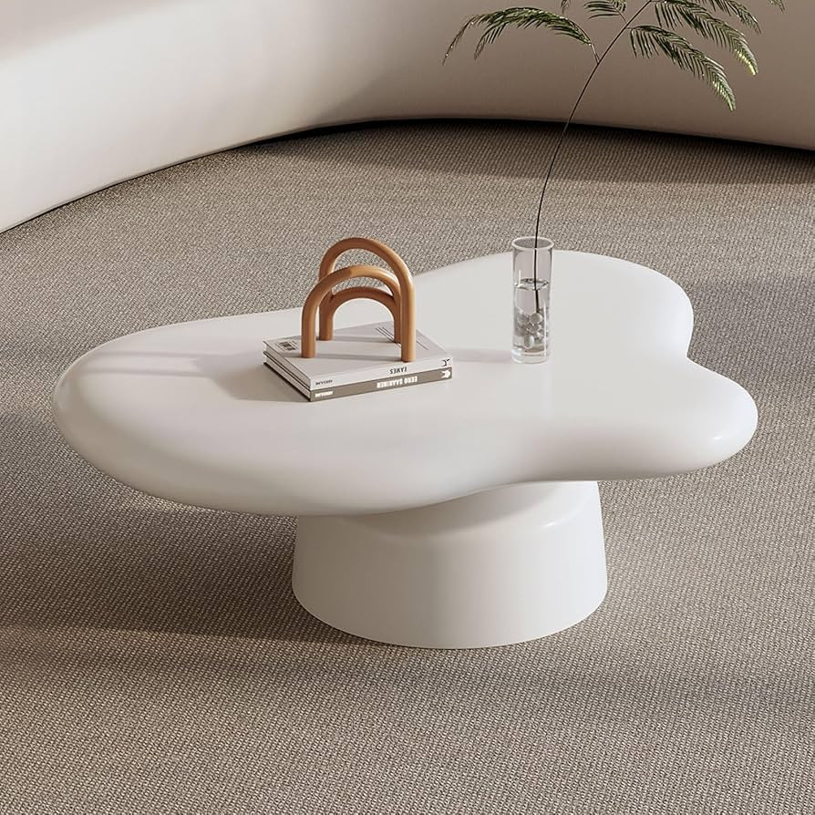Miuuod Cloud Coffee Table for Living Room, Cream Free Shape Side Table, Round Corner Center Table... | Amazon (US)