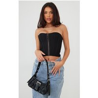 Black PU Eyelet Buckle Shoulder Bag | PrettyLittleThing US