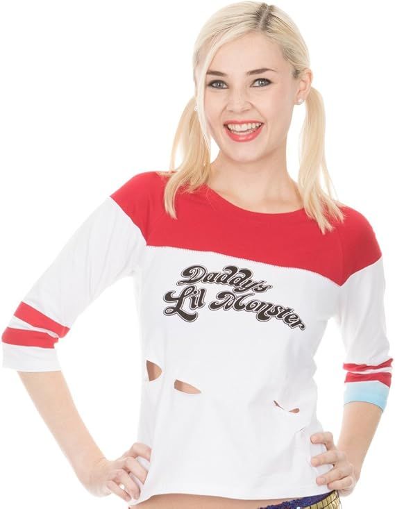 Suicide Squad Harley Quinn Daddy's Little Monster Women's Top with Rips | Amazon (US)