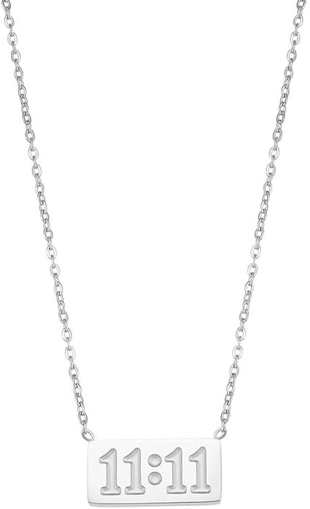 HIJONES Collar de mujer de acero inoxidable con número de ángel 11 11, collar delicado con dije... | Amazon (US)