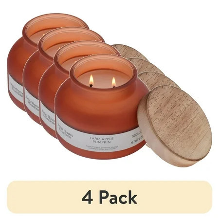 (4 pack) Better Homes and Gardens Farm Apple Pumpkin Scented 2-Wick Frosted Jar Candle 18oz. | Walmart (US)