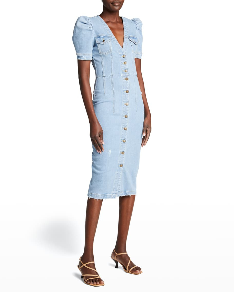 Retrofete Annie Button-Front Denim Dress | Neiman Marcus