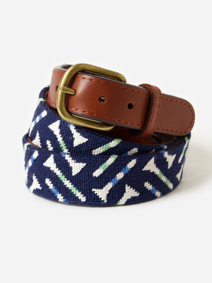 Smathers & Branson Men's Golf Tee Pattern Needlepoint Belt | Saint Bernard