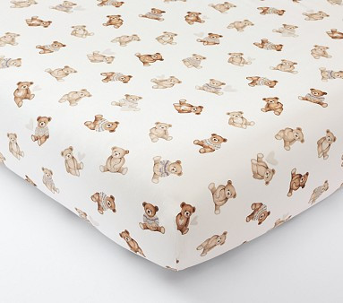 Teddy Bear Organic Crib Fitted Sheet | Pottery Barn Kids