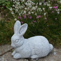 Rabbit Garden Statue Stone Bunny Sculpture Decor Ornament Backyard For Home Gift Statue Backyard Out | Etsy (US)