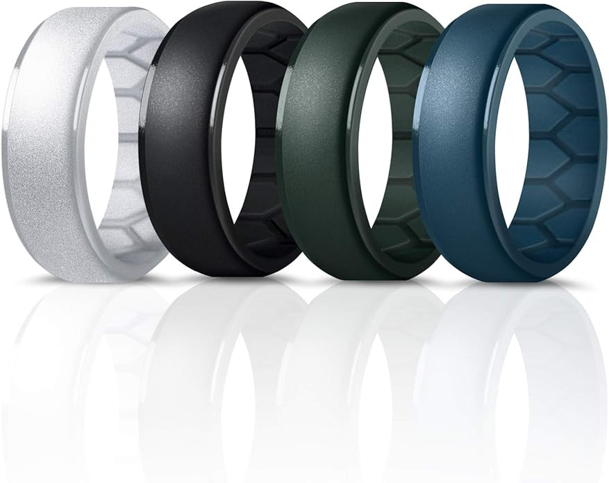 Forthee Silicone Wedding Ring for Men, Breathable Airflow Inner Curve, Mens' Rubber Wedding Engag... | Amazon (US)