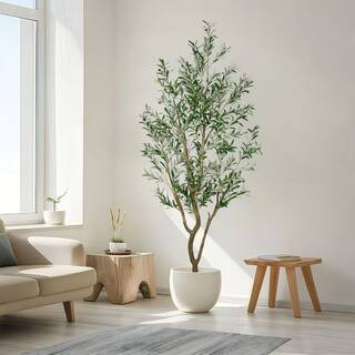 Vitalismo 7 ft. Tall Artificial Olive Tree PE Material Faux Olive Tree for Modern Home Office Liv... | The Home Depot