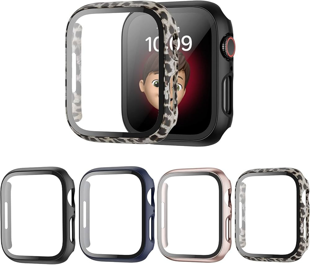 kakufunny 4 Pack Case Compatible for Apple Watch Series 8 & Series 7 41mm with Tempered Glass Scr... | Amazon (US)