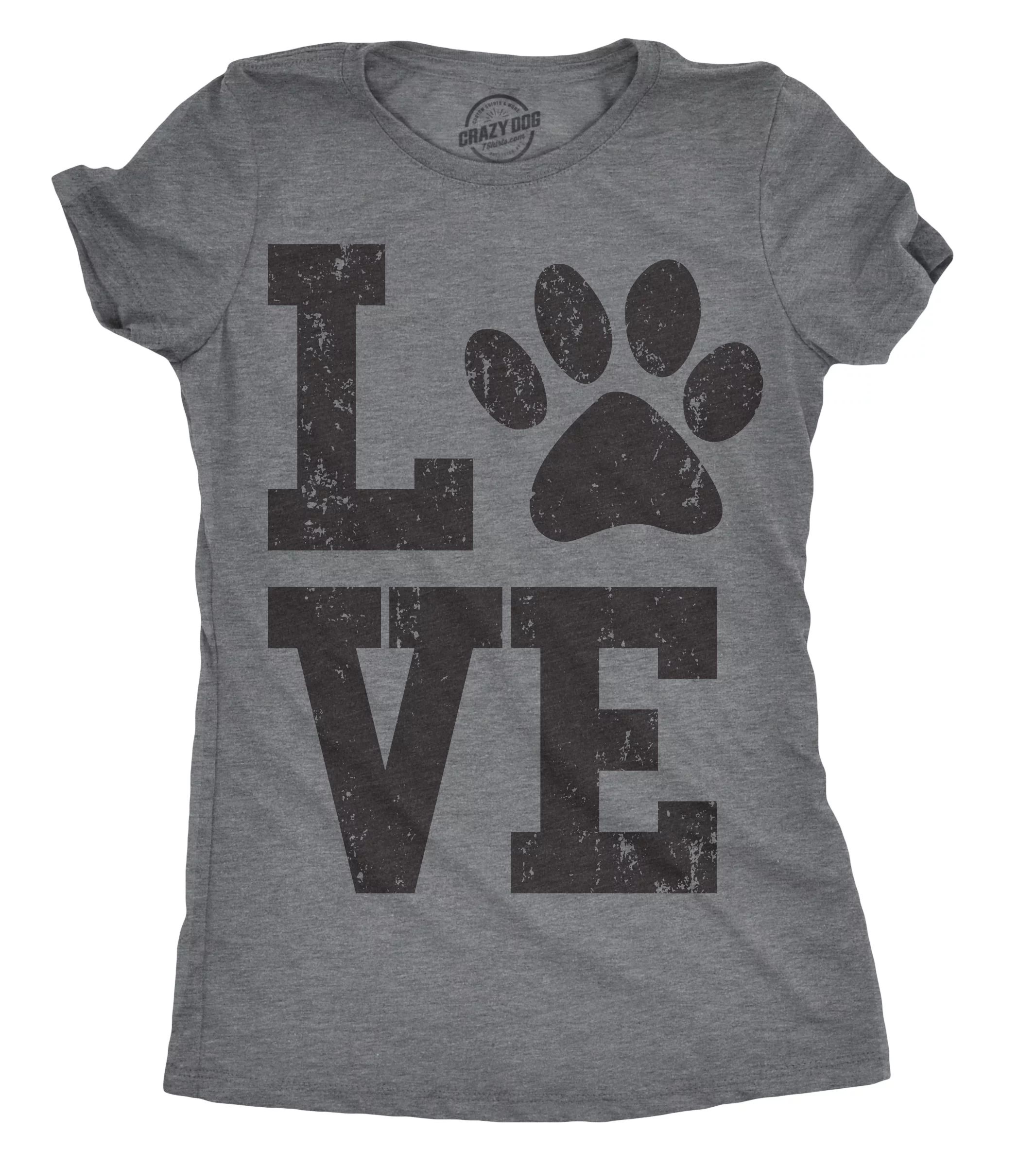 Womens Love Paw T shirt Cute Gift for Dog Mom Pet Lover Cool Funny Graphic Tee Womens Graphic Tee... | Walmart (US)