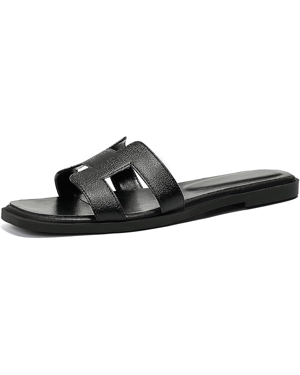 Stratuxx Kaze Womens Flat Sandals Flat Slide Sandals Metallic Flats Sandals | Amazon (US)