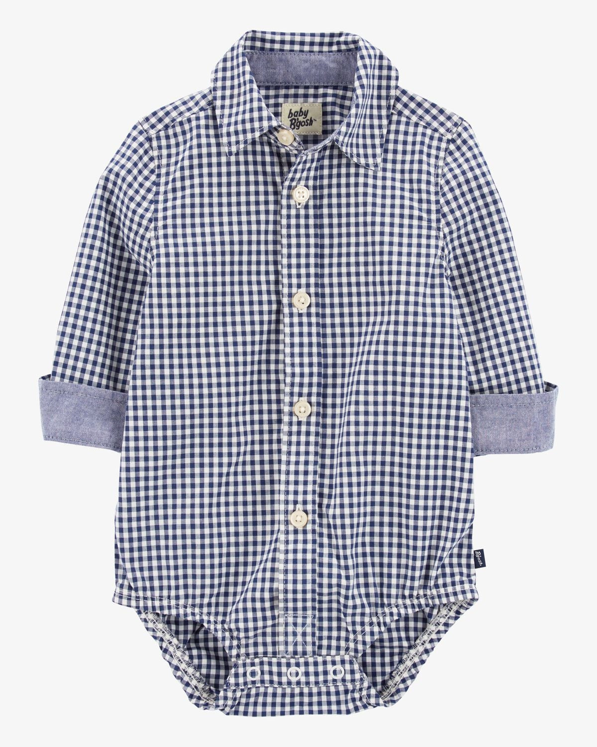 Baby Boy Gingham Print Button-Front Bodysuit | Carter's Inc