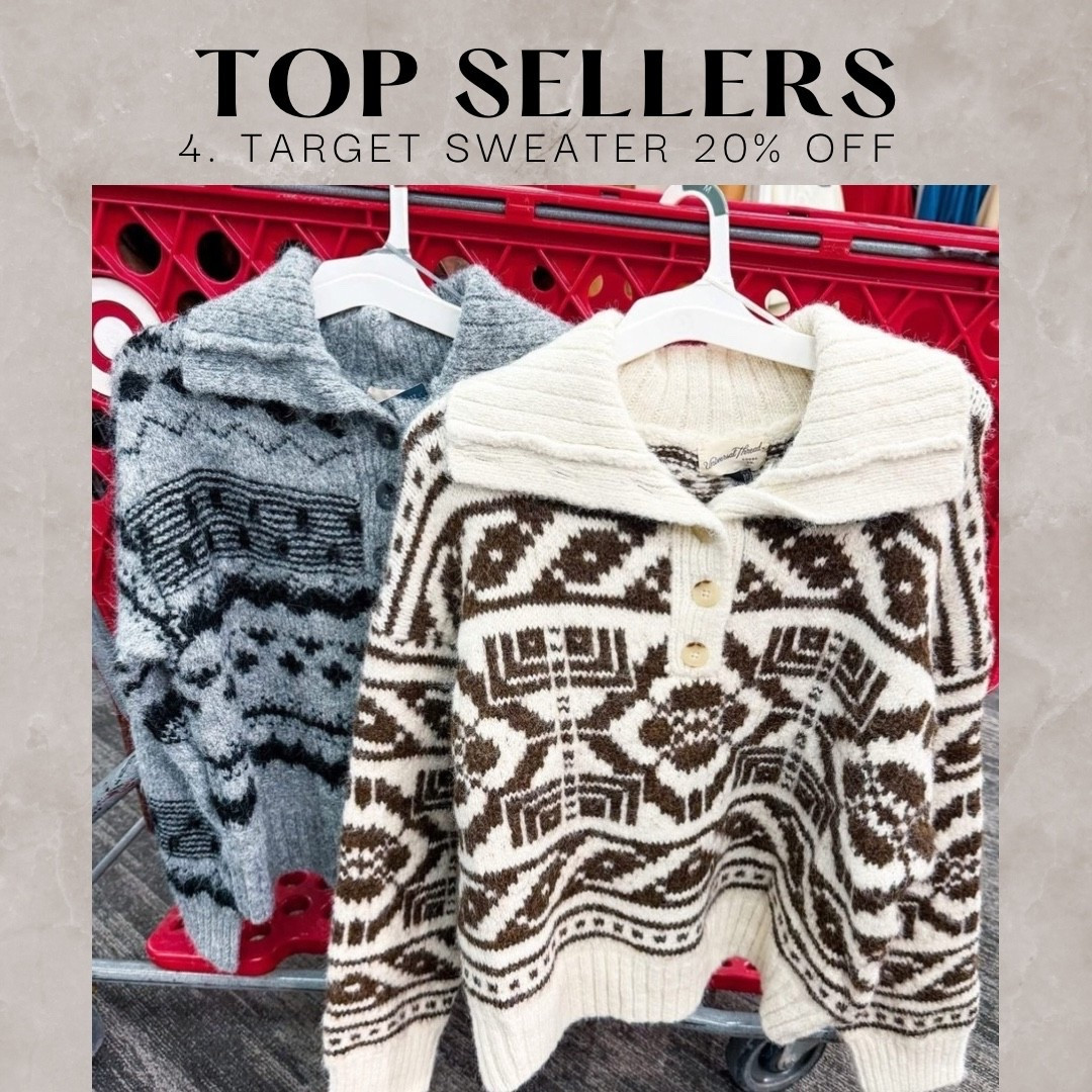 Weekly best sellers 
Target sweater 20% offf

#LTKFindsUnder50 #LTKSaleAlert #LTKFindsUnder100