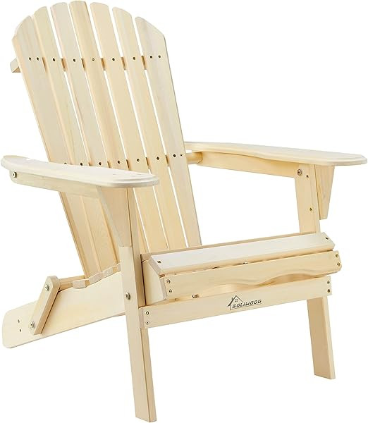 Folding Adirondack Chair Half Pre-Assembled, Outdoor Wood Patio Chair for Garden/Backyard/Firepit... | Amazon (US)