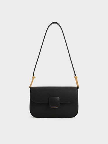 Koa Square Push-Lock Shoulder Bag
 - Black | Charles & Keith US
