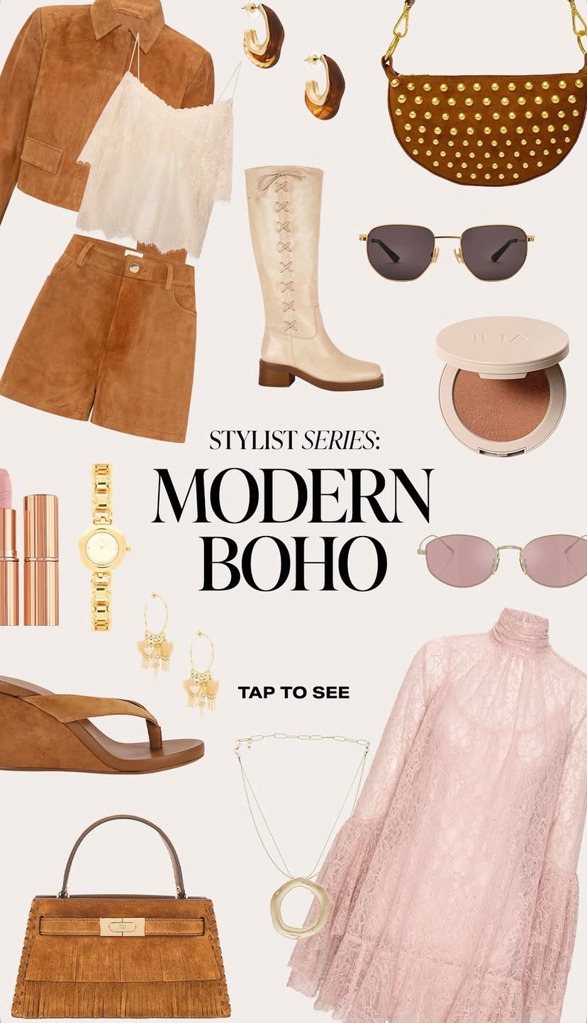 Modern boho arrivals 🤎

#boho #western #festival #outfit #jewelry jacket top shorts boots sunglasses stud bag earrings heels dress hoops fringe suede ilia 

#LTKootd #LTKFestival #LTKgrwm