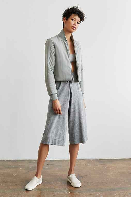 Silence + Noise Marled Drawstring Culotte Pant,LIGHT GREY,S | Urban Outfitters US