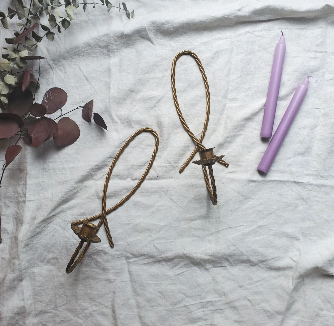 Vintage Twisted Gold Wall Sconces Rope Wall Candlestick - Etsy | Etsy (US)