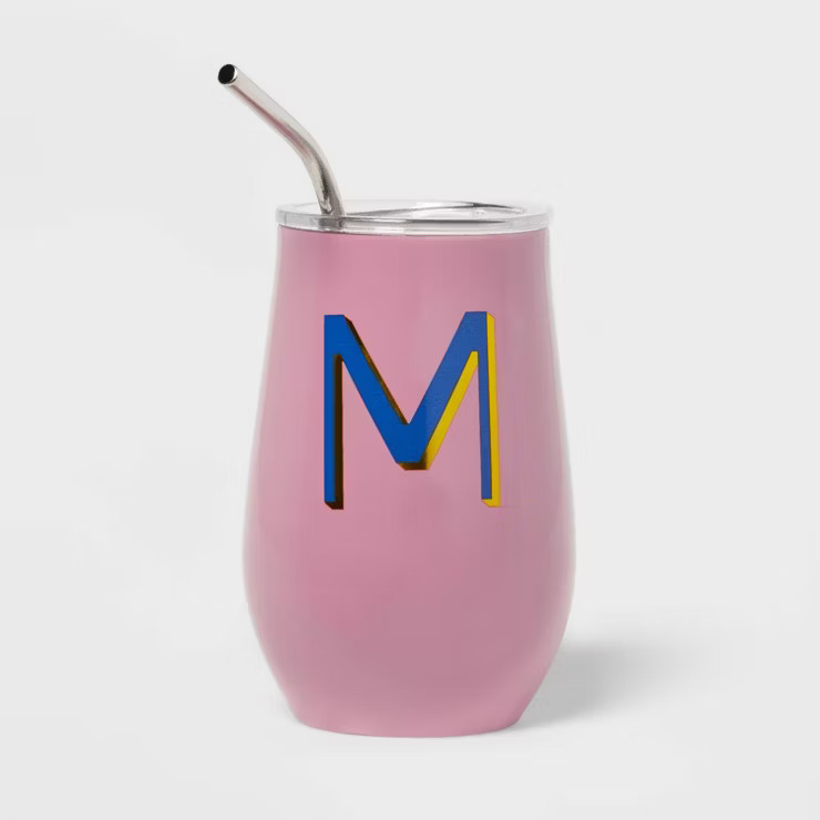 11.8oz Stainless Steel Double Walled Non-Vacuum Wine Tumbler with Lid and Straw - Opalhouse™ | Target