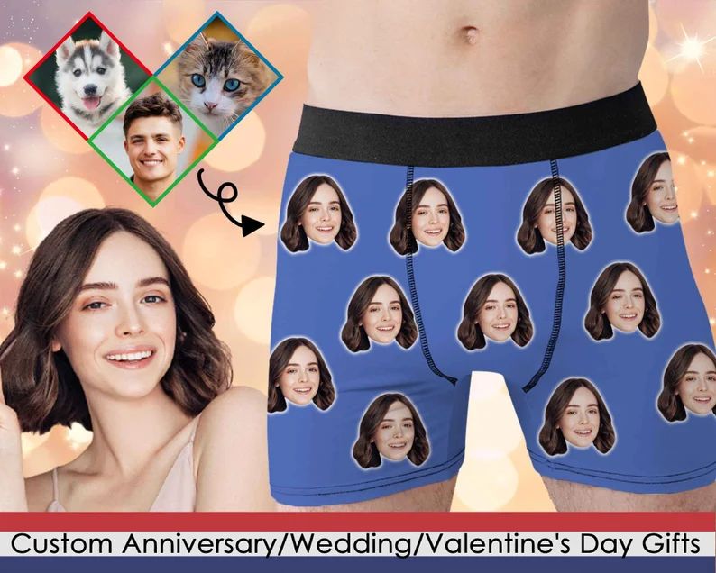 Custom Face Boxer Briefs for Husband/Boyfriend, Personalized Print Photo Underwear from USA, Funn... | Etsy (US)