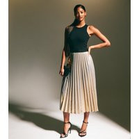 Women's Gold Shimmer Pleated Midi Skirt New Look | New Look (UK)