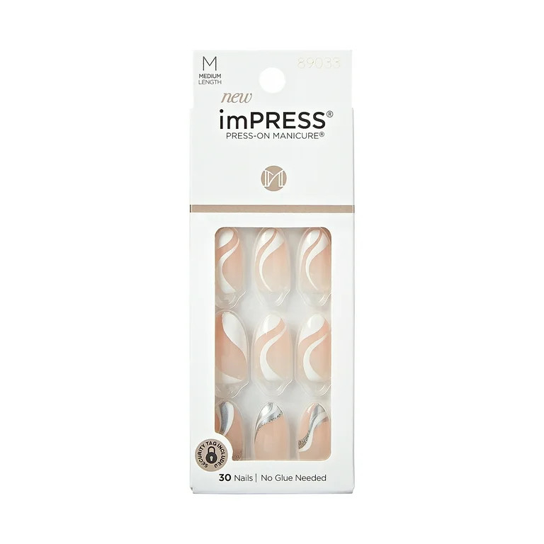 KISS imPRESS Medium Almond Gel Press-On Nails, Glossy Light Pink, 'On My Mind', 33Ct. | Walmart (US)