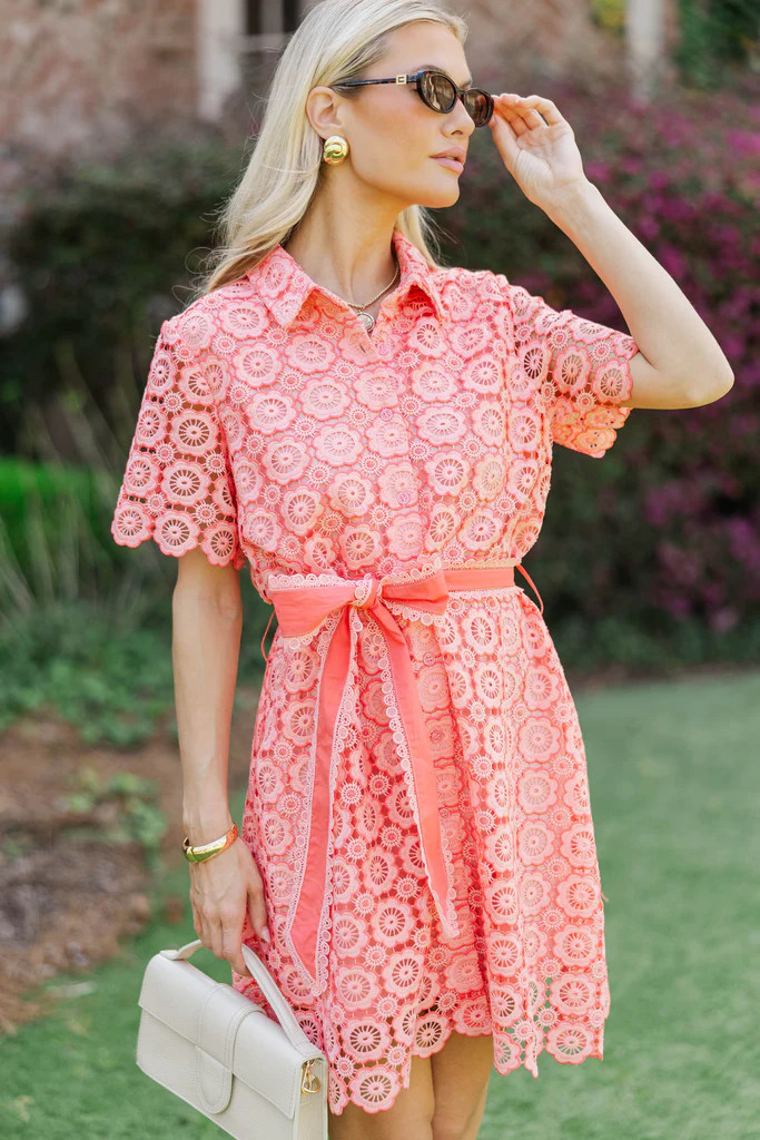 All Is Well Peach Lace Dress | The Mint Julep Boutique