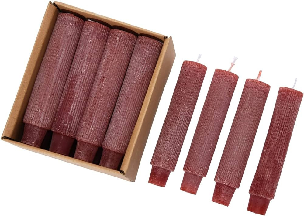 Creative Co-Op Unscented Pleated Taper Box, Powder Finish, Set of 12, Cabernet Candles, 1" L x 1"... | Amazon (US)