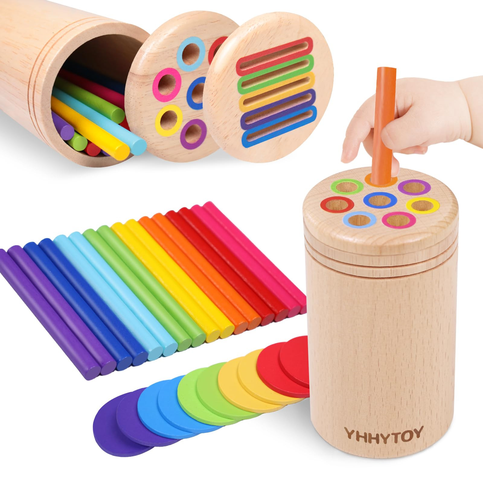 Montessori Toys for 3 Year Old, Dual Play Wooden Educational Color Sorting Toy Toddler Preschool ... | Amazon (US)