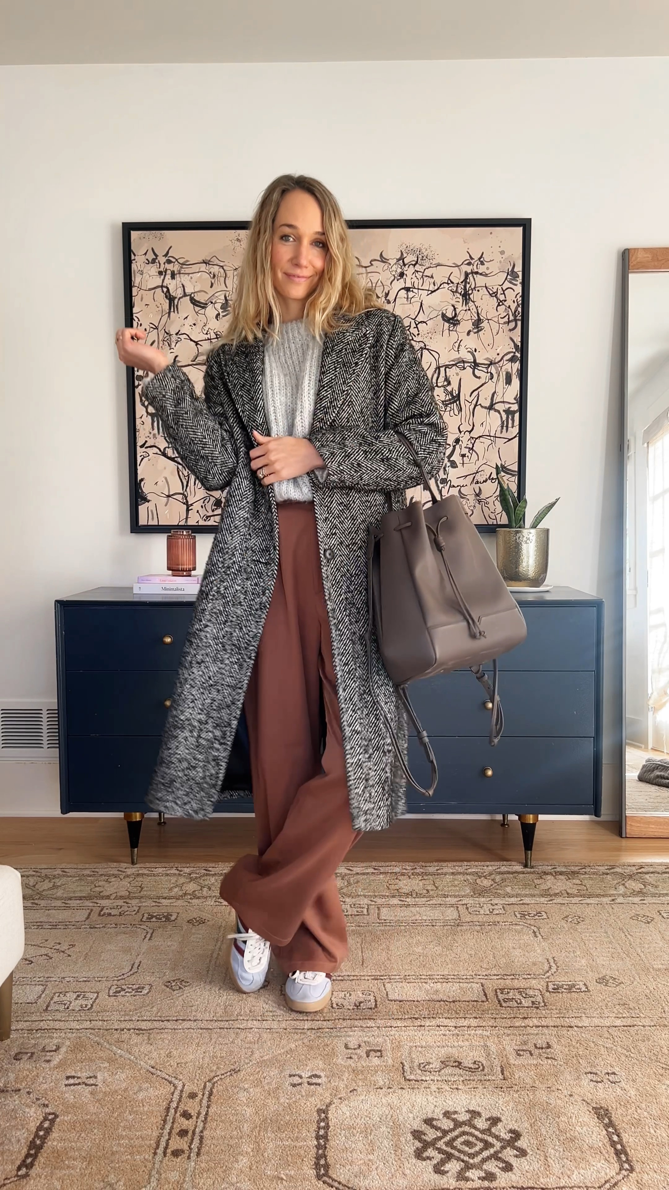 Trousers and grey sweater outfit, casual mom outfit, sweater is handmade, similar linked!

#LTKWorkwear #LTKShoeCrush #LTKStyleTip