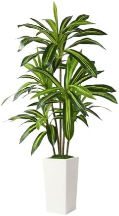 Alupssuc Artificial Dracaena Fake Tree 5FT, White High Pot Artificial Plants Indoor&Outdoor, Fake... | Amazon (US)