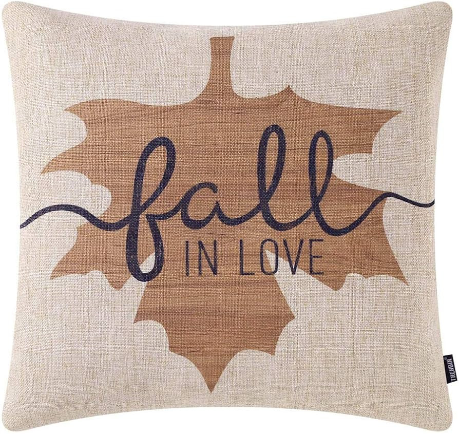 TRENDIN Autumn Decorations Fall in Love Maple Leaf Pillow Covers 18x18 inch Fall Decor Thanksgivi... | Amazon (US)