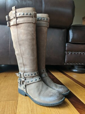 BORN "Gwynne" Women's Brown Leather Knee High Harness Riding Boots Size 6 M/W.  | eBay | eBay CA