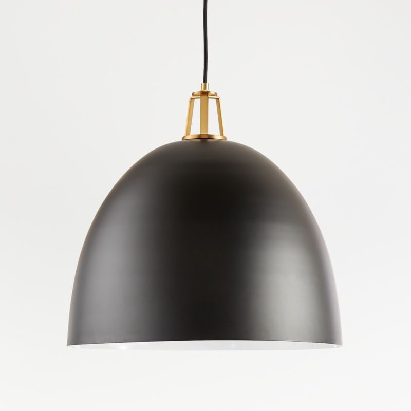 Maddox Black Dome Pendant Large with Brass Socket + Reviews | Crate and Barrel | Crate & Barrel