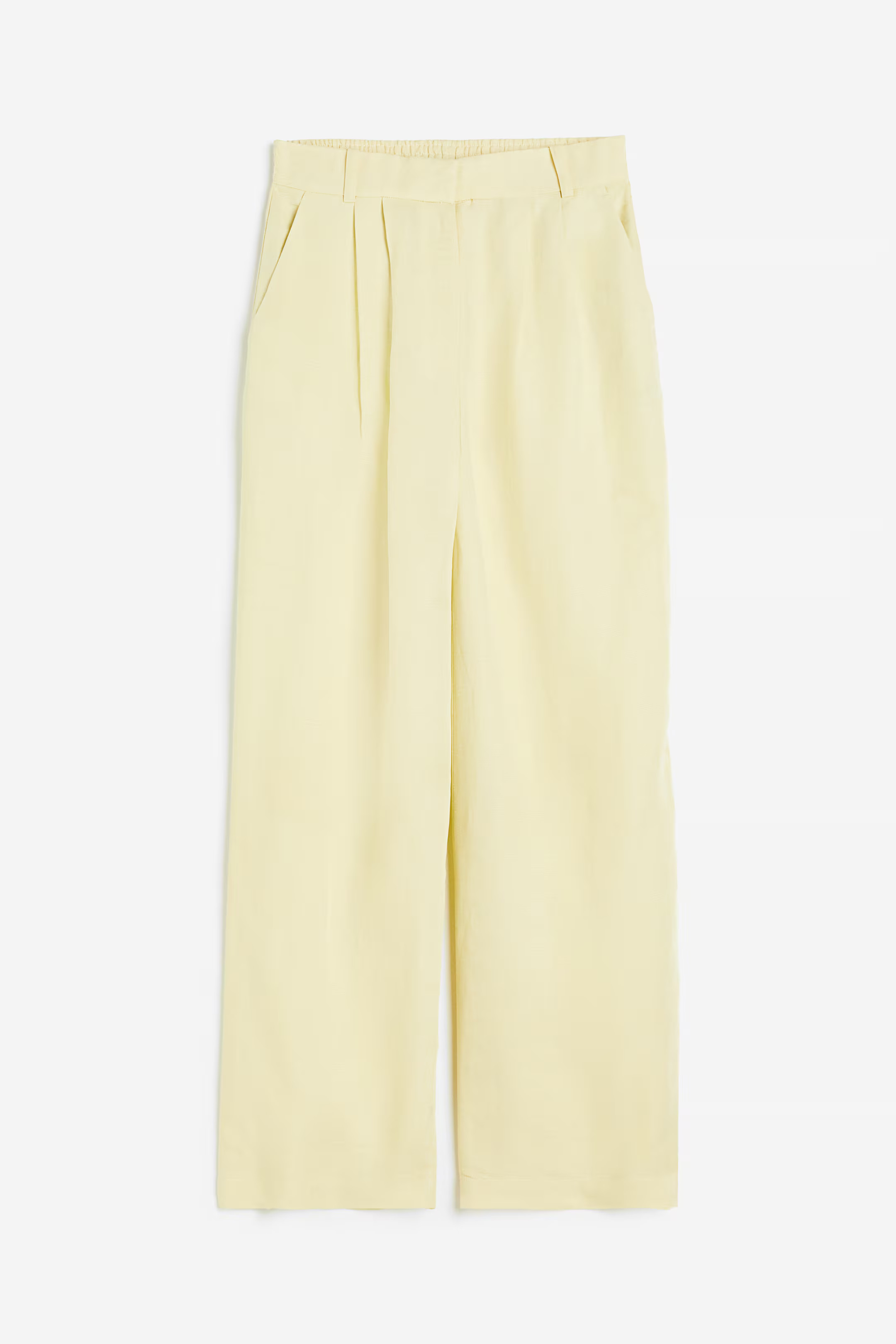 Wide Linen Blend Pants - Light yellow - Ladies | H&M AU | H&M (AU)