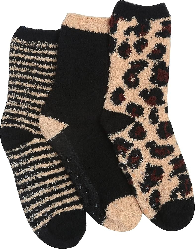 Tipi Toe Women's 3-Pairs Cozy Microfiber Anti-Skid Soft Fuzzy Crew Socks | Amazon (US)
