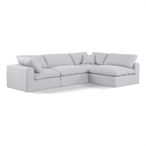 Meridian Furniture Comfy White Linen Textured Fabric 4-Pc. Modular Sectional | Homesquare